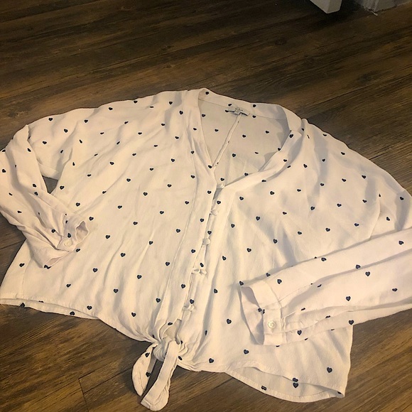 Rails heart print button down cropped blouse size L - Picture 13 of 13